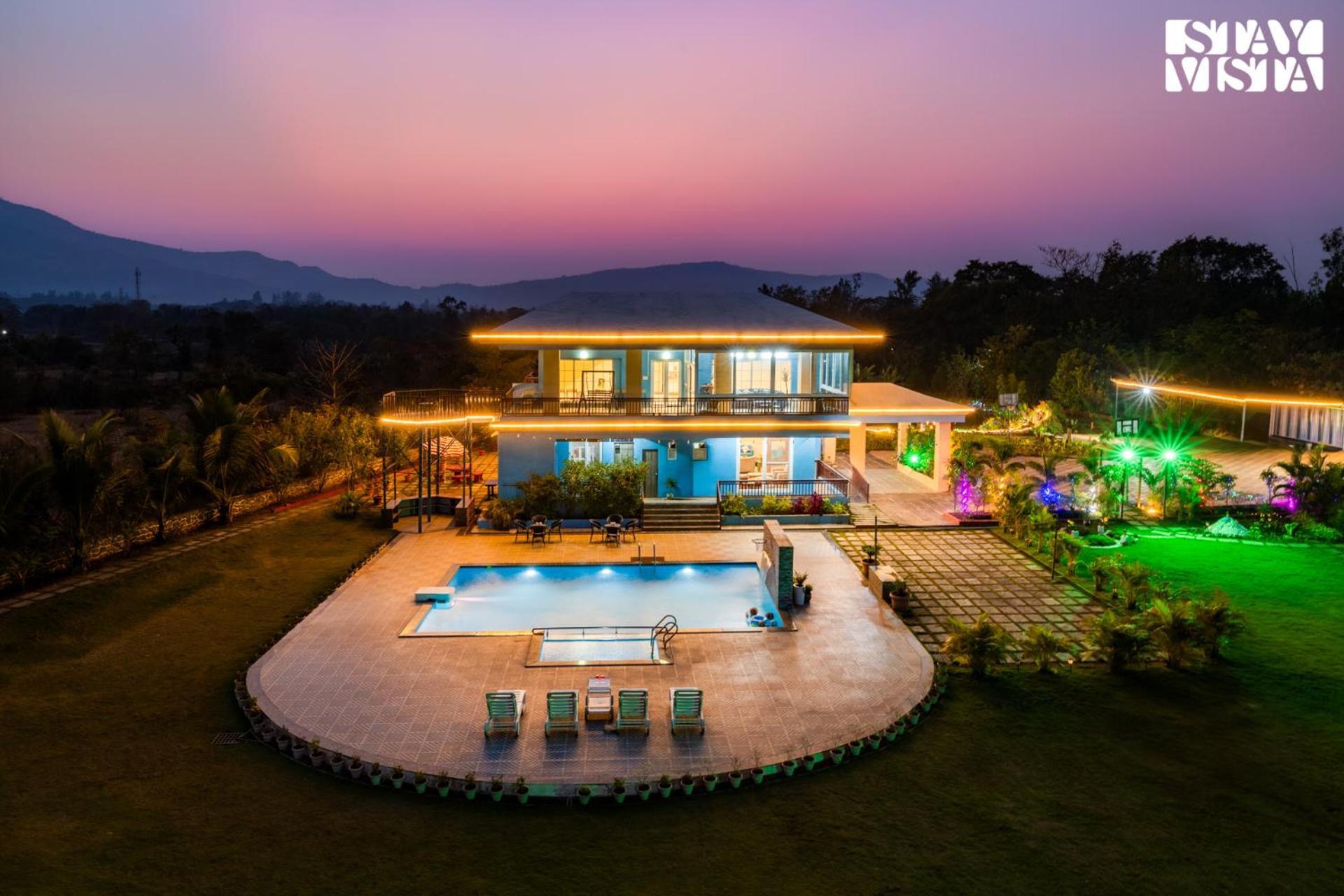 Stayvista'S Hillside Meadows - Mountainside Retreat With Farm View, Pool & Deck, Lawn & Gazebo Chinchavli Exteriör bild